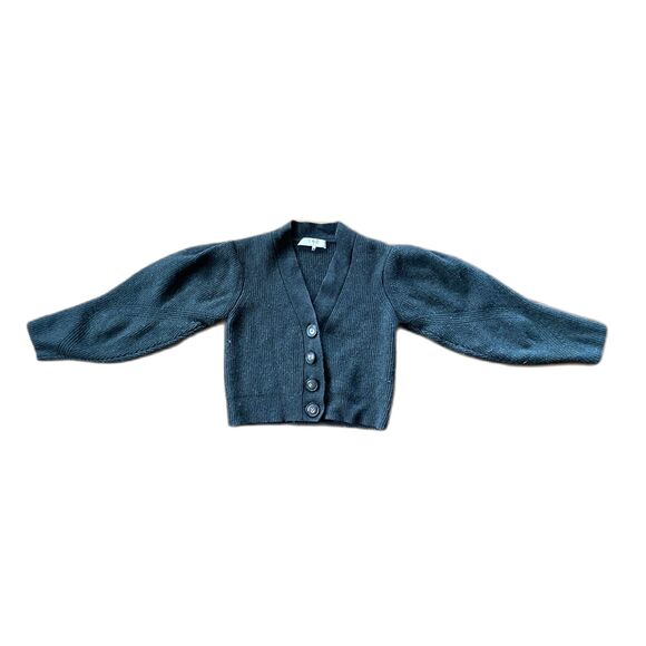 SEA New York Green Balloon Sleeve Ribbed Wool Cardigan Top   Women's Size Medium - Picture 3 of 10